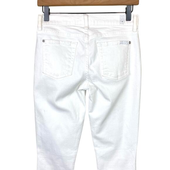 7 for all Mankind The Skinny White Denim Low Rise Classic Basic Slim Jeans - Picture 4 of 9
